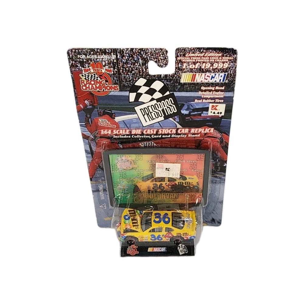 Racing Champions Limited Edition Press Pass Ernie Irvan #36 M&Ms Yellow. NOS